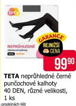 Teta TETA neprůhledné černé punčochové kalhoty 40 DEN, různé velikosti, 1 ks nabídka