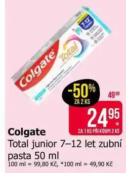 Teta Colgate Total junior 7-12 let zubní pasta 50 ml nabídka