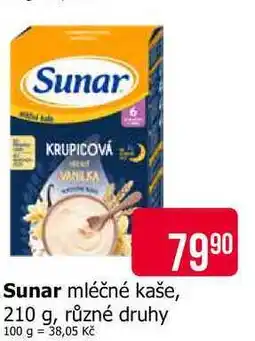 Teta Sunar mléčné kaše, 210 g, různé druhy nabídka