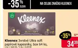 Teta Kleenex 3vrstvé Ultra soft papírové kapesníky, box 64 ks nabídka