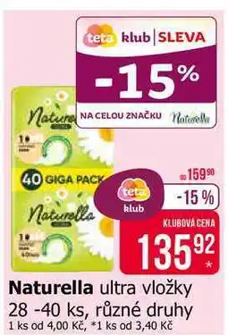 Teta Naturella ultra vložky 28 -40 ks, různé druhy nabídka