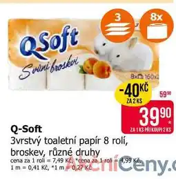 Teta Q-Soft 3vrstvý toaletní papír 8 rolí, broskev, různé druhy nabídka