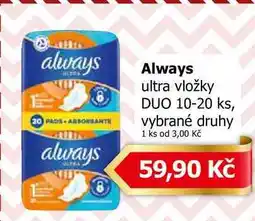 Teta Always ultra vložky DUO 10-20 ks, vybrané druh nabídka