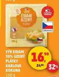 Penny Market SÝR EIDAM 30% UZENÝ PLÁTKY KARLOVA KORUNA, 100 g nabídka
