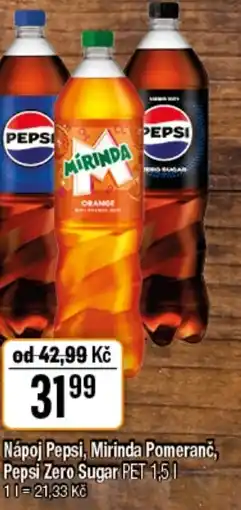 TEMPO Nápoj Pepsi, Mirinda Pomeranč, Pepsi Zero Sugar PET nabídka