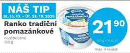 Konzum Ranko tradiční pomazánkové nabídka