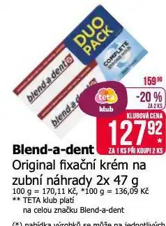 Teta Blend-a-dent original fixační krém na zubní náhrady nabídka