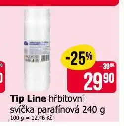 Teta Tip line hřbitovní svíčka parafínová nabídka