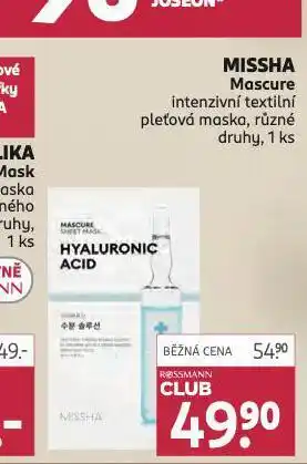 Rossmann Missha pleťová maska nabídka