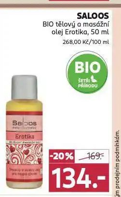 Rossmann Saloos bio tělový a masážní olej nabídka