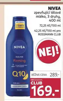 Rossmann Nivea zpevňující tělové mléko nabídka