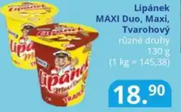 Potraviny CZ Lipánek Maxi Duo, Maxi, Tvarohový nabídka