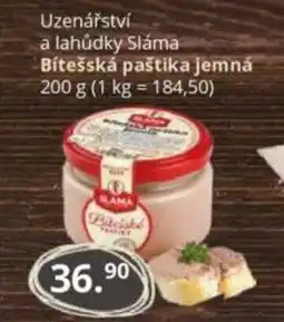 Potraviny CZ Uzenářství a lahůdky Sláma Bítešská paštika jemná nabídka
