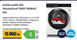 Datart Sušička prádla AEG AbsoluteCare® 8000 TR8384CC bílá nabídka