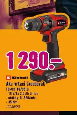 Hornbach Einhell Aku vrtací šroubovák TC-CD 18/35 Li nabídka