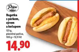 Lidl Bageta s párkem, sýrem a kečupem nabídka