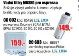 EVA Vodní filtry MAXXO pro espressa nabídka