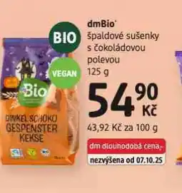 dm drogerie Špaldové sušenky s čokoládovou polevou nabídka