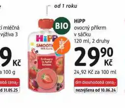 dm drogerie Hipp ovocný příkrm nabídka