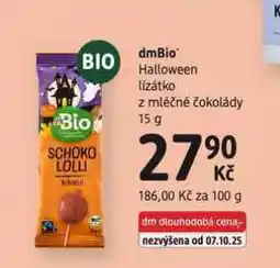 dm drogerie Halloween lízátko z mléčné čokolády nabídka