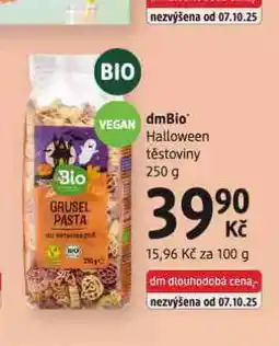 dm drogerie Halloween těstoviny nabídka