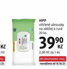 dm drogerie Hipp dětské vlhčené ubrousky nabídka