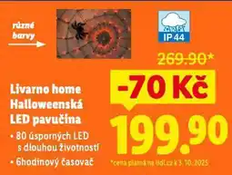 Lidl Livarno home halloweenská led pavučina nabídka
