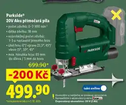 Lidl Parkside 20v aku přímočará pila nabídka