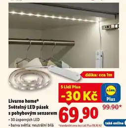 Lidl Livarno home světelný led pásek s pohybovým senzorem nabídka