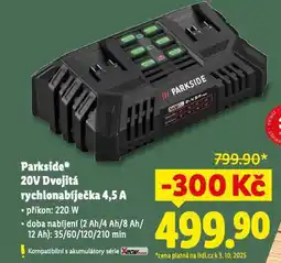 Lidl Parkside 20v dvojitá rychlonabíječka nabídka