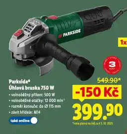 Lidl Parkside úhlová bruska 750w nabídka