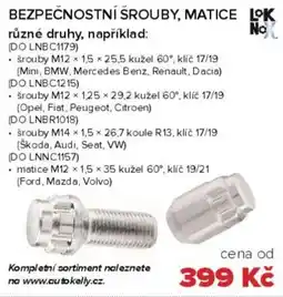Auto Kelly Bezpečnostní šrouby, matice nabídka