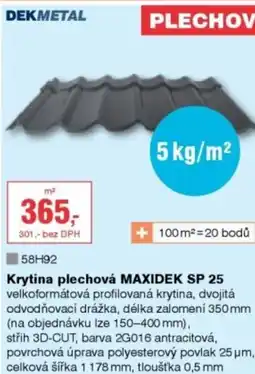DEK Krytina plechová MAXIDEK SP 25 nabídka