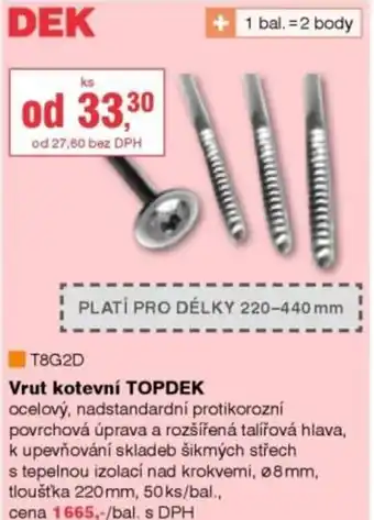 DEK Vrut kotevní TOPDEK nabídka