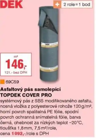 DEK Asfaltový pás samolepicí TOPDEK COVER PRO nabídka