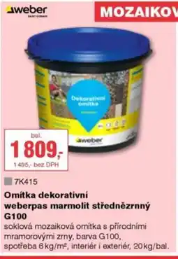 DEK Omítka dekorativní weberpas marmolit střednězrnný G100 nabídka