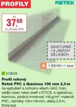 DEK Profil rohový Retek PVC s tkaninou 100 mm 2,5 m nabídka