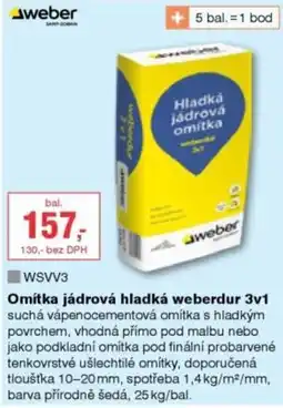 DEK Omítka jádrová hladká weberdur 3v1 nabídka