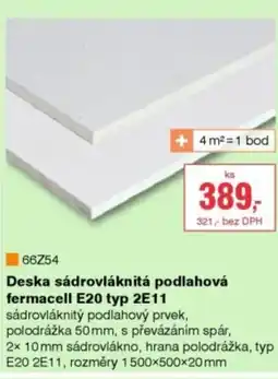 DEK Deska sádrovláknitá podlahová fermacell E20 typ 2E11 nabídka