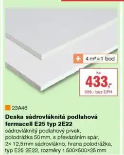 DEK Deska sádrovláknitá podlahová fermacell E25 typ 2E22 nabídka