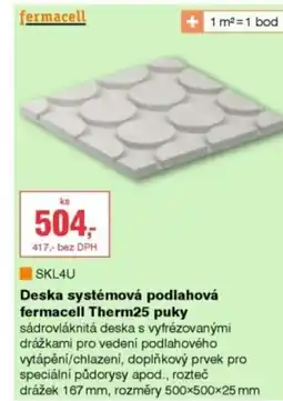 DEK Deska systémová podlahová fermacell Therm25 puky nabídka