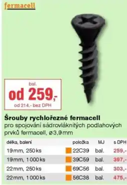 DEK Šrouby rychlořezné fermacell nabídka