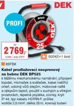 DEK Kabel prodlužovací neoprenový na bubnu DEK BP525 nabídka