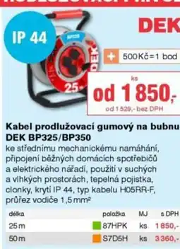 DEK Kabel prodlužovací gumový na bubnu DEK BP325/BP350 nabídka