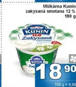 Jip Mlékárna Kunín zakysaná smetana 12% 190g nabídka