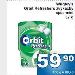 Jip Wrigley's Orbit Refreshers žvýkačky spearmint 67 g nabídka