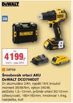 DEK Šroubovák vrtací AKU DeWALT DCD708D2T nabídka