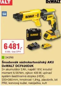 DEK Šroubovák sádrokartonářský AKU DeWALT DCF620D2K nabídka
