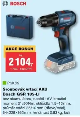 DEK Šroubovák vrtací AKU Bosch GSR 185-LI nabídka