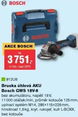 DEK Bruska úhlová AKU Bosch GWS 18V-8 nabídka